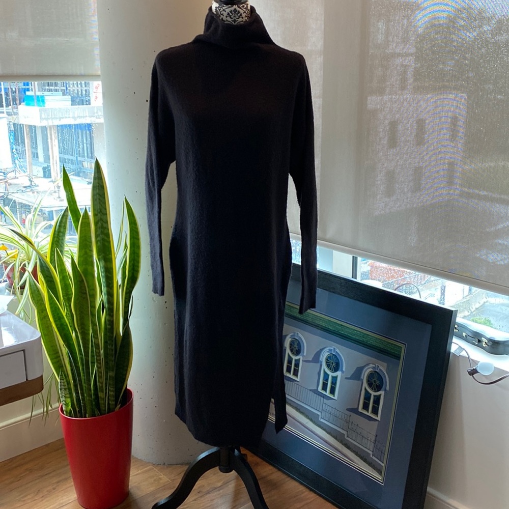 Black mock turtle neck sweater dress